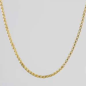 Box Style 24K Yellow Gold 28-Inch Chain Necklace with Classic Box Chain Design and High-Polish Genuine Gold Finish