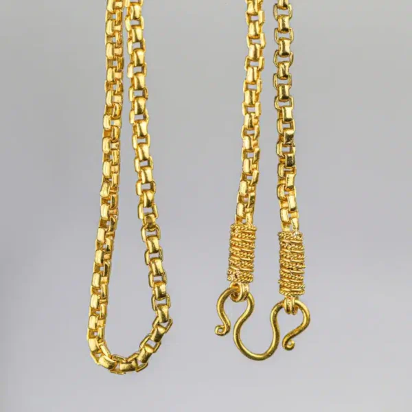 Box Style 24K Yellow Gold 28-Inch Chain Necklace with Classic Box Chain Design and High-Polish Genuine Gold Finish