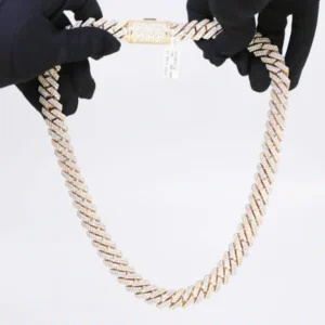 Old Cuban Diamond Pavé-Set 22-Inch 37.64ct Two-Tone Cuban Link Chain with Brilliant Natural Diamonds and Premium Gold Finish