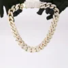 Old Cuban Chain Iced Out Diamond 20-Inch 14KT Gold Necklace with Brilliant Hand-Set Diamonds and Classic Cuban Link Design