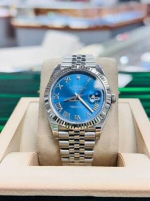 DateJust 41 126334 Clean Factory with a Blue Dial and Roman Markers.