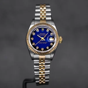 Rolex Datejust 26mm with a Two-Tone Yellow Gold finish and Blue Ombre Diamond Dial.