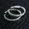 Diamond Hoop Earrings crafted in 18K White Gold with Brilliant Natural Diamonds and a Classic Hoop Design for Elegant Everyday and Formal Wear