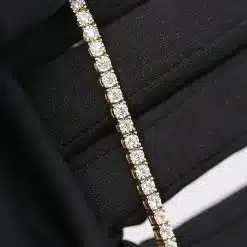 14K Yellow Gold Diamond Tennis Chain 17 Inch Necklace with Brilliant 10-Point Diamonds in Genuine 14K Gold