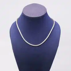 14K Yellow Gold Diamond Tennis Chain 17 Inch Necklace with Brilliant 10-Point Diamonds in Genuine 14K Gold