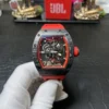 Richard Mille RM055 Carbon NTPT 1:1 Watch Red BBR 50mm with a Carbon NTPT-style tonneau case, red skeleton dial accents, sapphire crystal, and premium rubber strap.