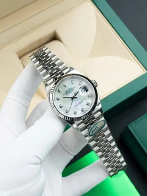DateJust 41 126334 QF 1:1 Best Edition with 904L steel, White MOP dial, Jubilee Bracelet, QF3235 movement, and 149g weight.