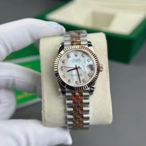 Rolex DateJust 31mm Gold Wrapped GM Factory with a Mother Of Pearl Dial and Natural Diamond Markers.