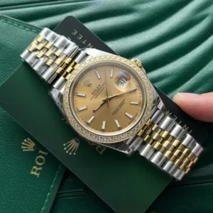 Rolex DateJust Demi Gold with a Diamonds Bezel from EW Factory in 36mm and 41mm sizes.