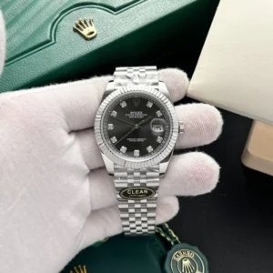 DateJust 41 126334 QF 1:1 Best Edition with 904L steel, Gray Diamonds Dial, Jubilee Bracelet, QF3235 movement, and 149g weight.