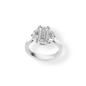 Emerald Cut Diamond Platinum Engagement Ring 3.51 TCW with Natural Diamonds in a Premium Platinum Setting for Bridal and Engagement Jewelry
