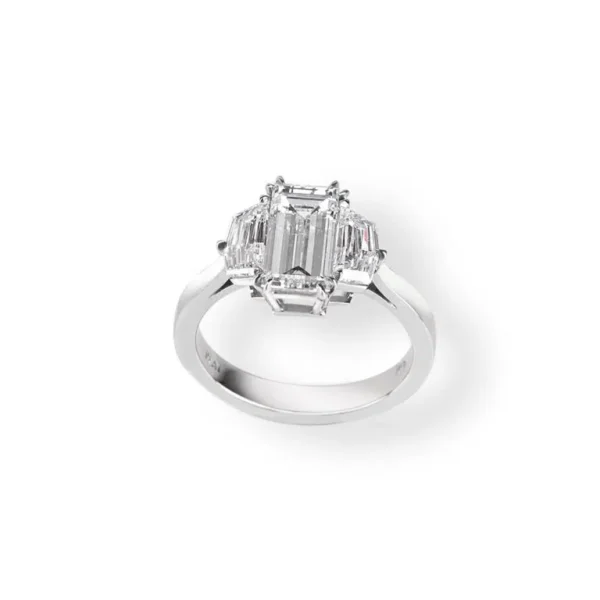 Emerald Cut Diamond Platinum Engagement Ring 3.51 TCW with Natural Diamonds in a Premium Platinum Setting for Bridal and Engagement Jewelry