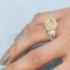 Fancy Yellow Light Diamond Engagement Ring in 18K White Gold Two-Tone Setting with Natural Yellow Center Diamond and Brilliant White Diamond Accents