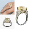 Fancy Yellow Light Diamond Engagement Ring in 18K White Gold Two-Tone Setting with Natural Yellow Center Diamond and Brilliant White Diamond Accents