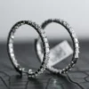 Diamond Hoop Earrings crafted in 18K White Gold with Brilliant Natural Diamonds and a Classic Hoop Design for Elegant Everyday and Formal Wear