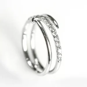 Nail Design Diamond Women's Ring in 18K White Gold featuring 3.07 TCW Natural Diamonds with a Contemporary Luxury Nail-Inspired Design