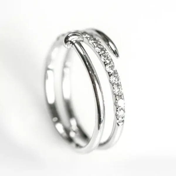 Nail Design Diamond Women's Ring in 18K White Gold featuring 3.07 TCW Natural Diamonds with a Contemporary Luxury Nail-Inspired Design