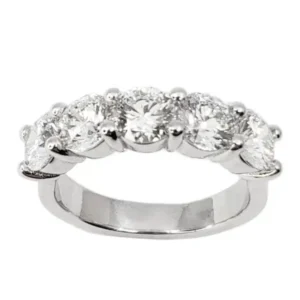 Platinum Ring with 5 Round Brilliant Cut GIA Certified Natural Diamonds totaling 3.03 CTW in a classic five-stone luxury setting