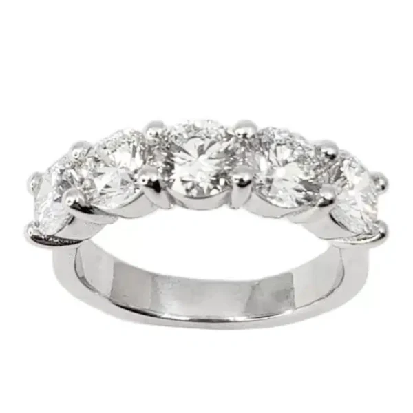 Platinum Ring with 5 Round Brilliant Cut GIA Certified Natural Diamonds totaling 3.03 CTW in a classic five-stone luxury setting