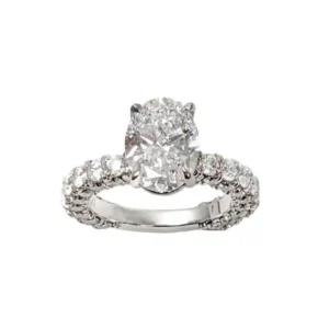 4.51 TCW Oval and Round Cut Natural Diamonds Engagement Ring Set in Platinum with Brilliant Natural Diamonds and Elegant Bridal Design