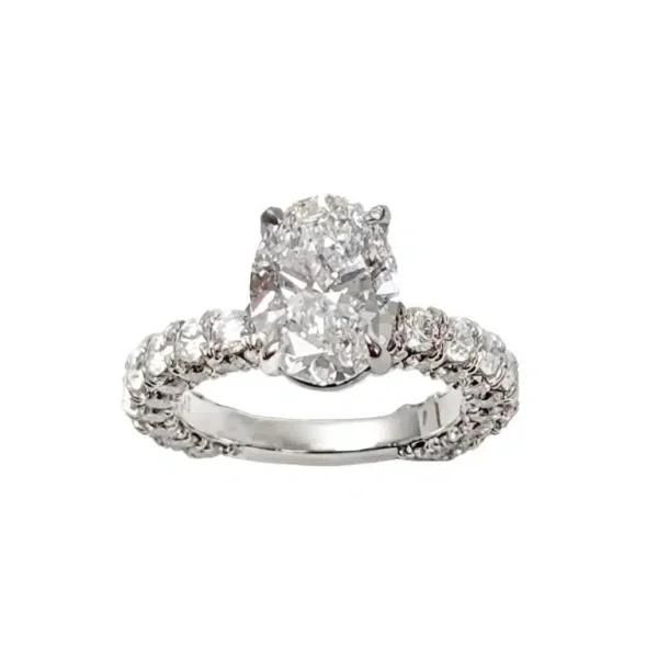 4.51 TCW Oval and Round Cut Natural Diamonds Engagement Ring Set in Platinum with Brilliant Natural Diamonds and Elegant Bridal Design