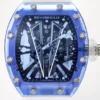 Richard Mille RM 27-02 watch with a skeletonized dial, lightweight tonneau-shaped case, manual-winding movement, and black rubber strap.
