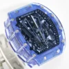 Richard Mille RM 27-02 watch with a skeletonized dial, lightweight tonneau-shaped case, manual-winding movement, and black rubber strap.