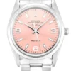 Rolex Air-King 34mm Pink Dial 14000-2 Super Clone with a stainless steel Oyster case, smooth polished bezel, pink dial, sapphire crystal, automatic movement, and Oyster bracelet.