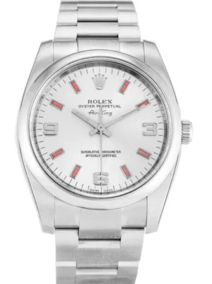 Rolex Air-King 34mm White Dial 114200-2 Super Clone with a stainless steel Oyster case, smooth polished bezel, white dial, sapphire crystal, automatic movement,