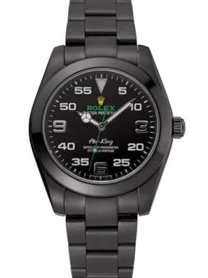 Rolex Air-King 38mm Black Dial 1454019 Super Clone Rolex Air-King 38mm Black Dial 1454019 Super Clone with a stainless steel Oyster case, smooth polished bezel, black dial, sapphire crystal, automatic movement, and Oyster bracelet.