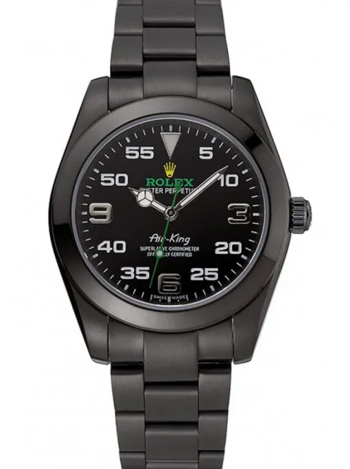 Rolex Air-King 38mm Black Dial 1454019 Super Clone Rolex Air-King 38mm Black Dial 1454019 Super Clone with a stainless steel Oyster case, smooth polished bezel, black dial, sapphire crystal, automatic movement, and Oyster bracelet.
