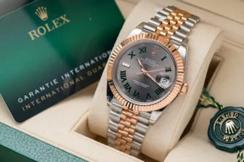 Rolex DateJust Rose Gold Wrapped Wimbledon Dial GM Factory 41mm Rolex DateJust 41mm with a Rose Gold Wrapped finish and Wimbledon Dial from GM Factory.
