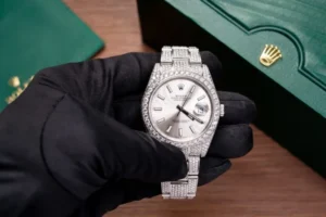 Rolex Datejust 126334 With Full Diamond Moissanite 41mm Rolex Datejust 126334 41mm with a Full Diamond Moissanite setting and custom luxury finish.