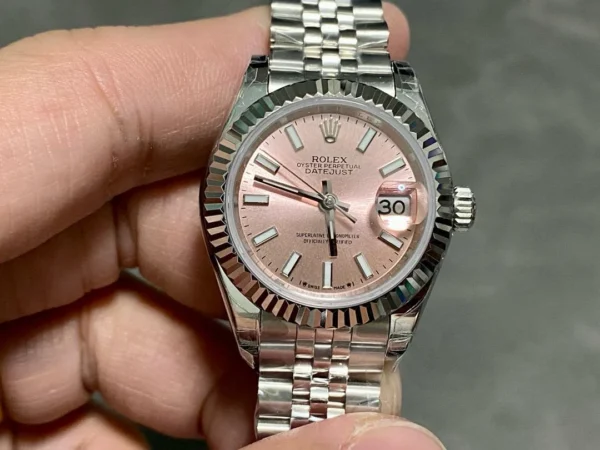 Rolex DateJust 36 278274 with a Pink Index Dial and Jubilee Bracelet.