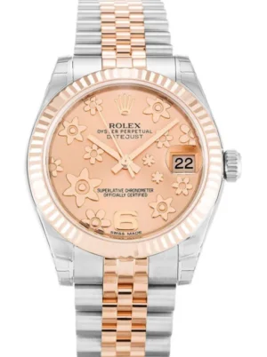 Rolex Datejust Mid-Size 31mm Reference 178271 Super Clone with a Pink Floral Dial.