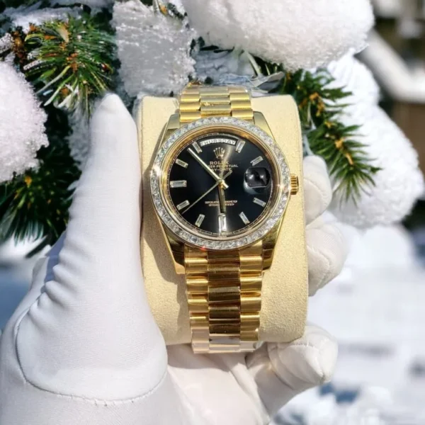 Rolex Day-Date 228238 18K Gold Wrapped Moissanite Bezel GM 40mm Rolex Day-Date 228238 18K Gold Wrapped Moissanite Bezel GM 40mm
