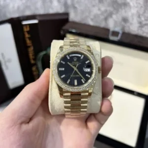 Rolex Day-Date 228238 Black Dial Refined Moissanite Diamond 40mm