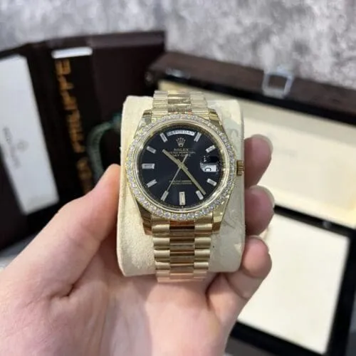 Rolex Day-Date 228238 Black Dial Refined Moissanite Diamond 40mm