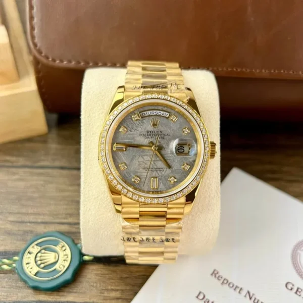 Rolex Day-Date 36mm Meteorite Dial – RA Factory Rolex Day-Date 36mm RA Factory Super Clone with a meteorite dial and President bracelet.