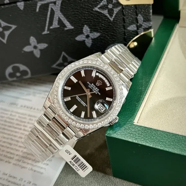Rolex Day-Date Black Dial Custom Moissanite Diamonds 40mm Rolex Day-Date Black Dial Custom Moissanite Diamonds 40mm