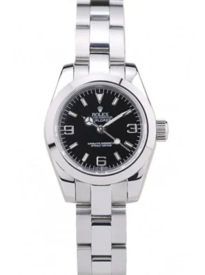 Rolex Explorer 26mm Black Dial SLR157 Super Clone Rolex Explorer 26mm Black Dial SLR157 Super Clone with a stainless steel case, smooth bezel, Oyster bracelet, and automatic movement.