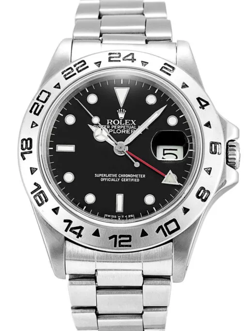 Rolex Explorer 40mm Black Dial 16550 Super Clone with a stainless steel case, smooth bezel, Oyster bracelet, and automatic movement.