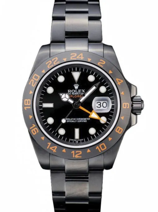 Rolex Explorer 40mm Black Dial 98240 Super Clone with a stainless steel case, smooth bezel, Oyster bracelet, and automatic movement.