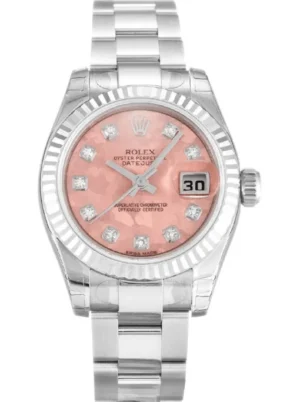 Rolex Lady-Datejust 26mm Reference 179174 Super Clone with a Gold Dust Pink Dial.