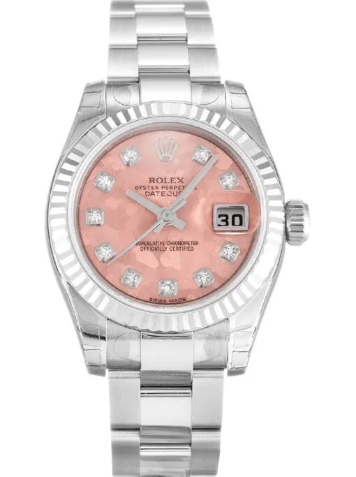 Rolex Lady-Datejust 26mm Gold Dust – Pink Dial 179174 Super Clone Rolex Lady-Datejust 26mm Reference 179174 Super Clone with a Gold Dust Pink Dial.