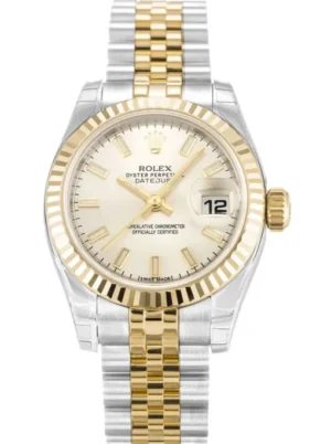Rolex Lady-Datejust 26mm Reference 179173-2 Super Clone with a Silver Dial.