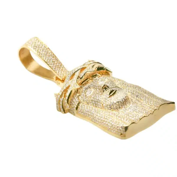 Gold Jesus Pendant with Natural Diamonds featuring a detailed religious design in genuine gold with brilliant diamond accents