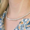 14K White Gold Tennis Necklace with Graduated Round Natural Diamonds, 18-Inch Length, 31 CT Total Diamond Weight,