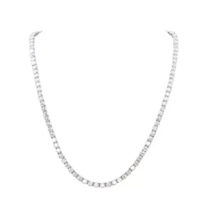 14K White Gold Tennis Necklace with Graduated Round Natural Diamonds, 18-Inch Length, 31 CT Total Diamond Weight, Box Clasp Luxury Necklace