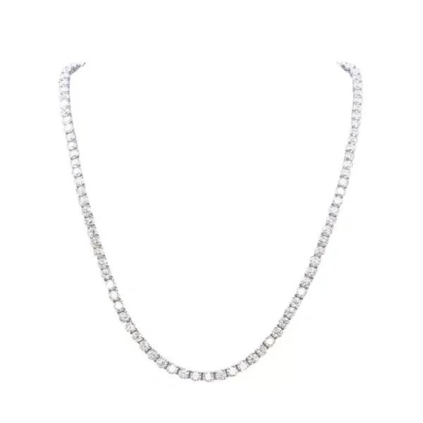 14K White Gold Tennis Necklace with Graduated Round Natural Diamonds, 18-Inch Length, 31 CT Total Diamond Weight, Box Clasp Luxury Necklace